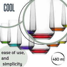 Glas seitliche Ansicht 480 ml farbiger Boden modern und dekorativ