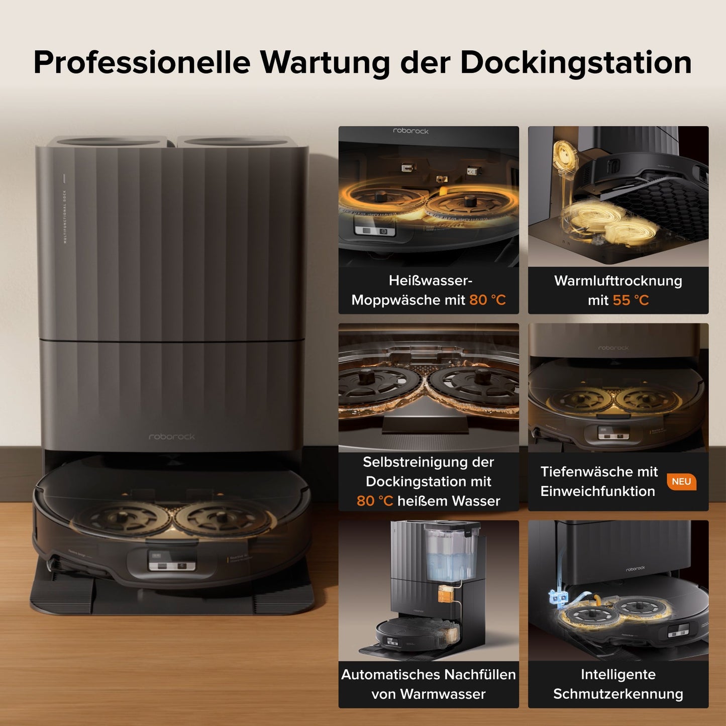 Roborock Qrevo Edge 2 Saug- & Wischroboter – 25.000 Pa | FlexiArm | 80°C Moppwäsche | HELDENA
