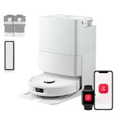 HELDENA Roborock QV 35S Set – weißer Saugroboter mit Multifunktionsdock in Frontansicht