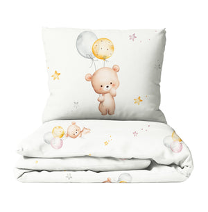 HELDENA Kinderbettwäsche „Bärchen" mit Bären- und Luftballon-Motiv, Bettbezug und Kissenbezug
