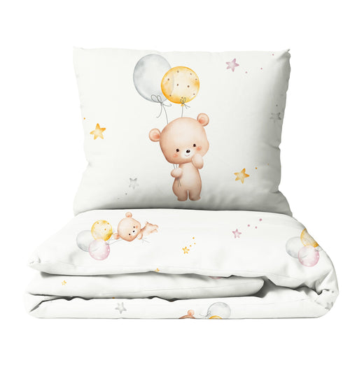 HELDENA Kinderbettwäsche „Bärchen" mit Bären- und Luftballon-Motiv, Bettbezug und Kissenbezug