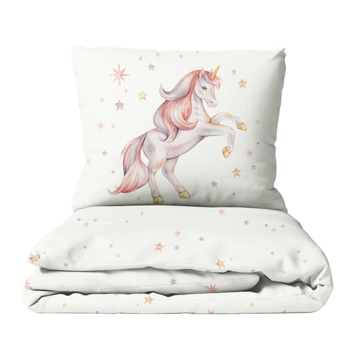HELDENA Kinderbettwäsche „Sternen Einhorn" mit Einhorn- und Sterne-Motiv, Bettbezug und Kissenbezug