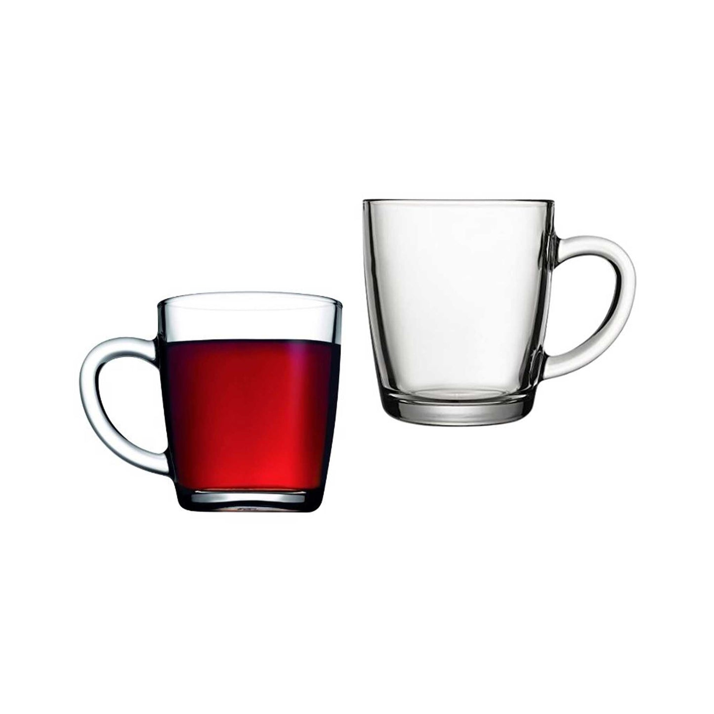 Pasabahce Basic Henkelbecher 340 ml klares Pressglas für heiße und kalte Getränke