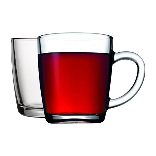 Pasabahce Basic Glas-Mug mit Henkel 340 ml 2er Set transparent für Kaffee und Tee