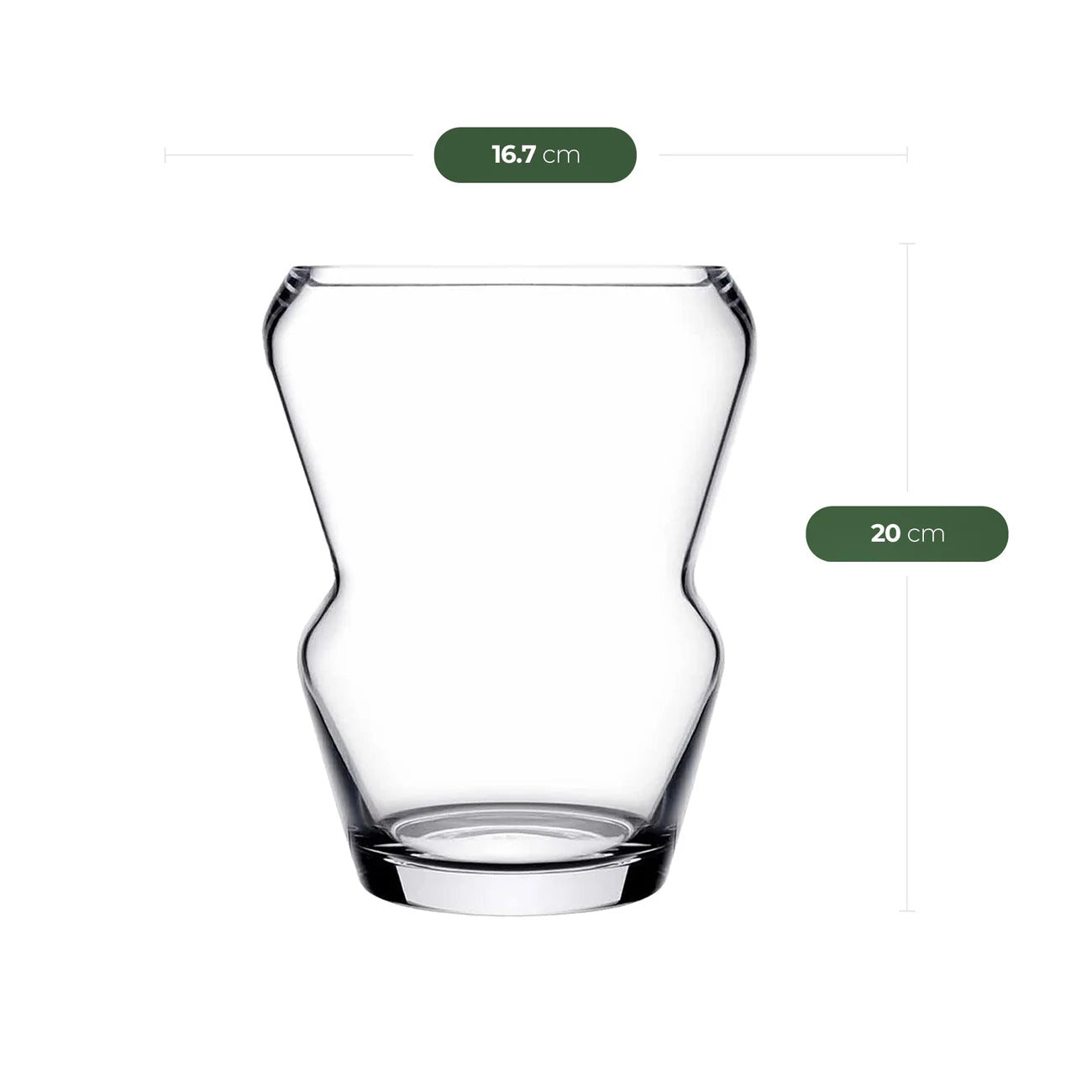 Crystallin Vase einzeln geschwungene Form aus klarem Glas