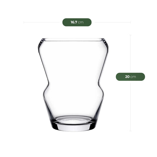 Crystallin Vase einzeln geschwungene Form aus klarem Glas