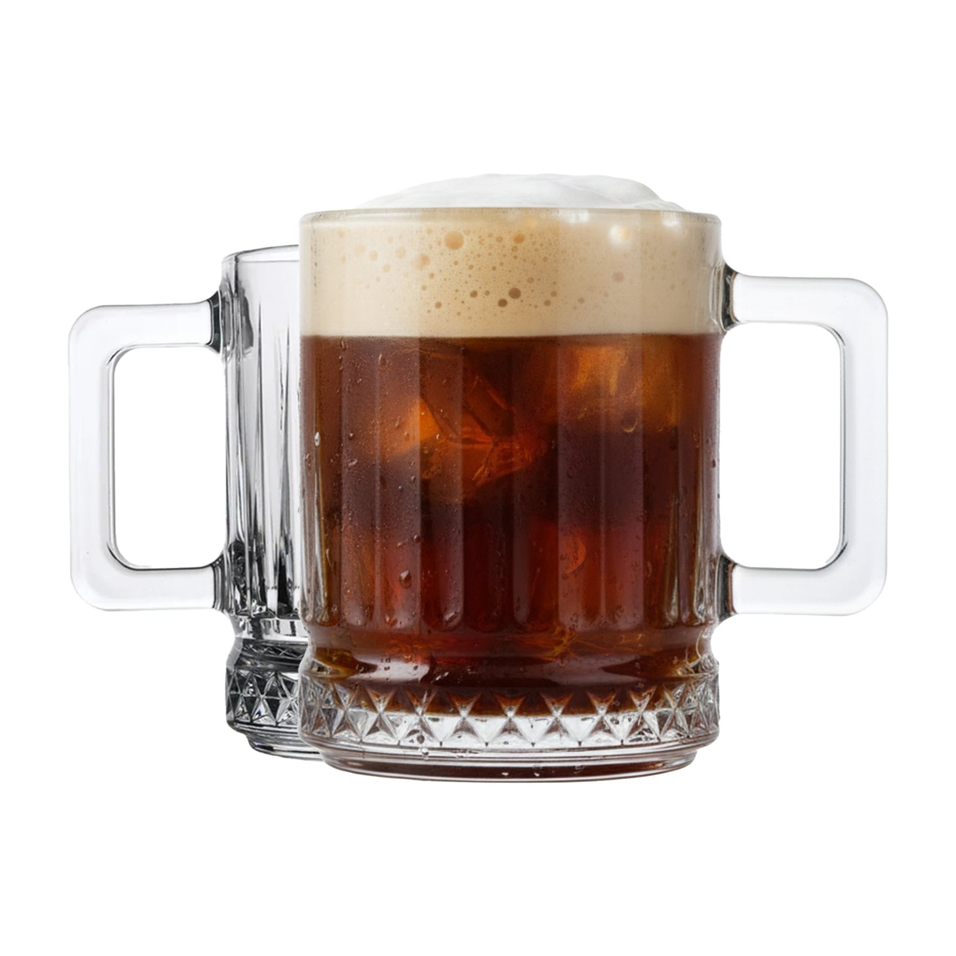 Pasabahce Elysia Glas-Mug mit Henkel 2er Set Facettenschliff für Kaffee und Tee