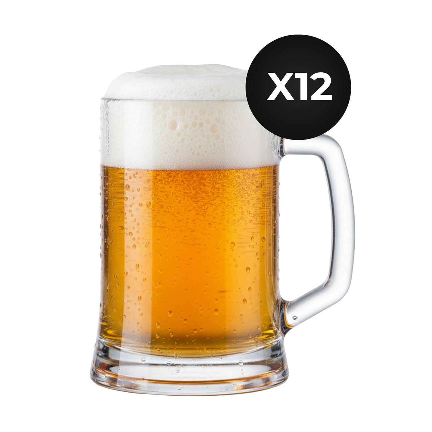 Pasabahce Pub Bierkrug 500 ml aus transparentem Glas als 12er Packung