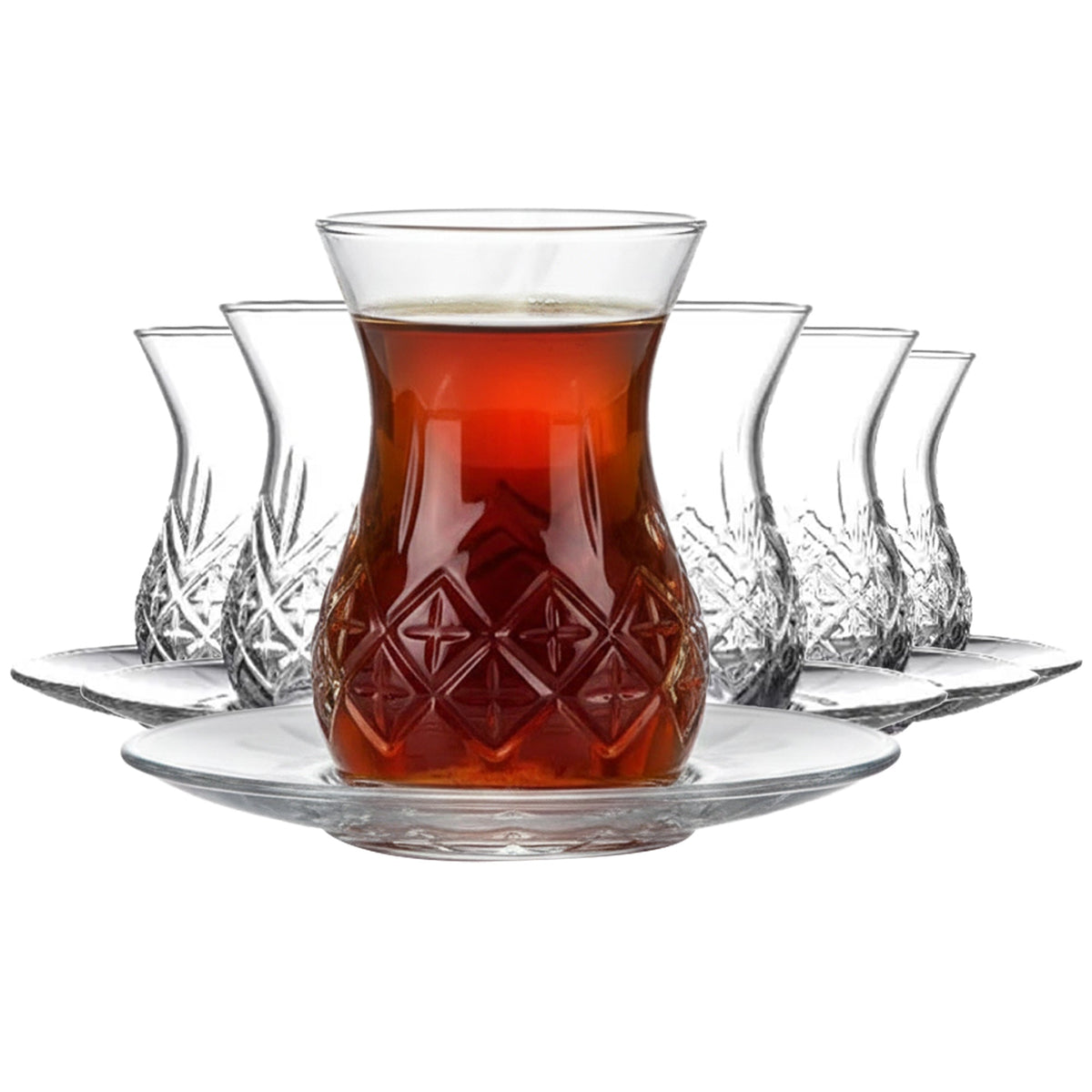 HELDENA Timeless Teeset 155 ml 6er Set Teegläser mit Untertassen aus klarem Glas