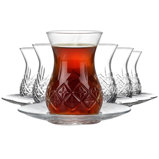 HELDENA Timeless Teeset 155 ml 6er Set Teegläser mit Untertassen aus klarem Glas