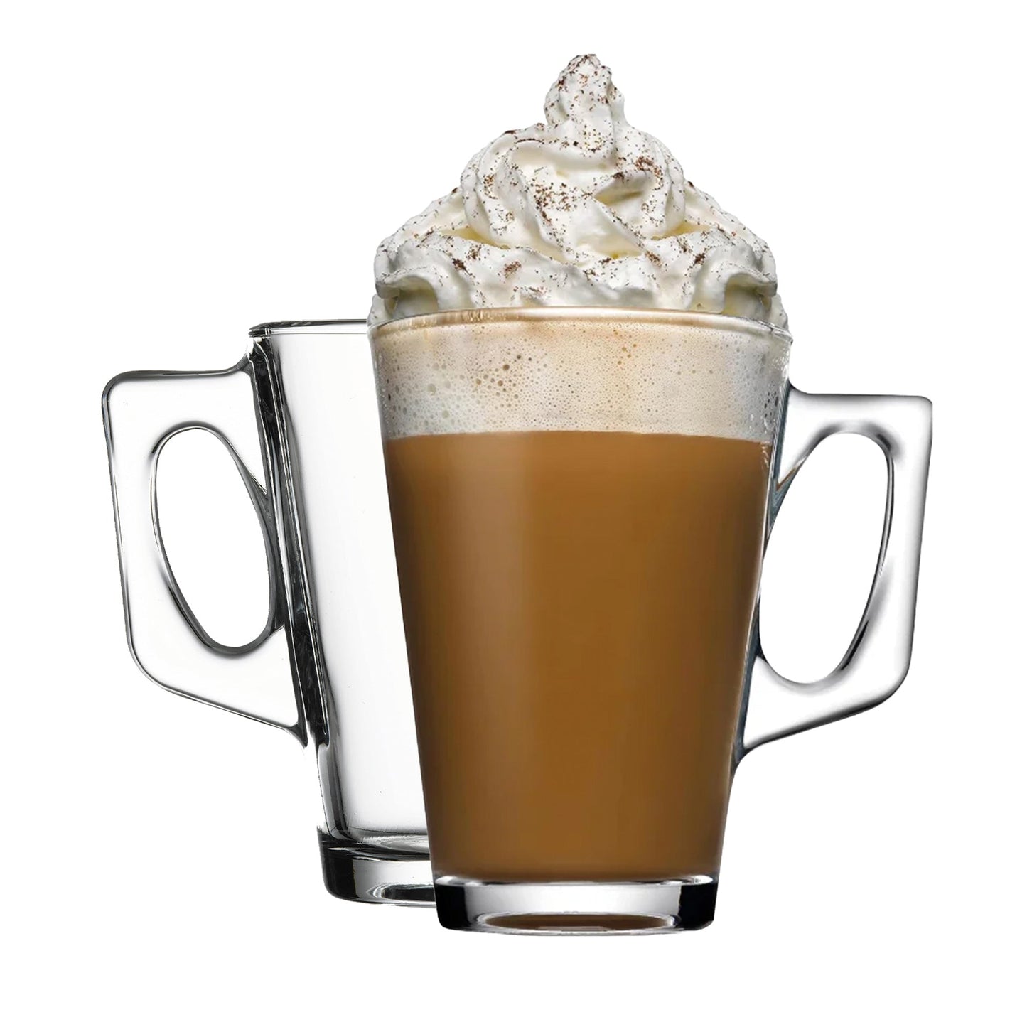 Pasabahce Vela Glas-Mug 250 ml im 2er Set aus Klarglas mit Henkel für Kaffee, Tee und Kakao