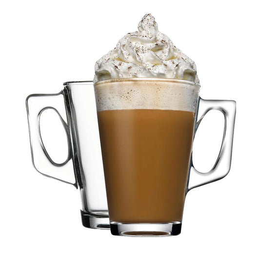 Pasabahce Vela Glas-Mug 250 ml im 2er Set aus Klarglas mit Henkel für Kaffee, Tee und Kakao