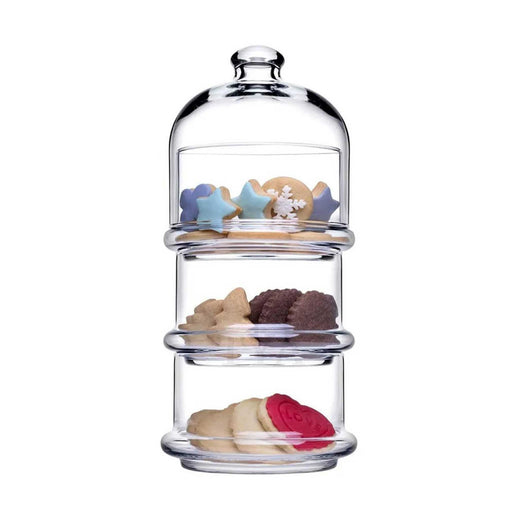 Pasabahce Villa Patisserie Servierschale mit Haube 390 ml 3er Set für Desserts und Buffet