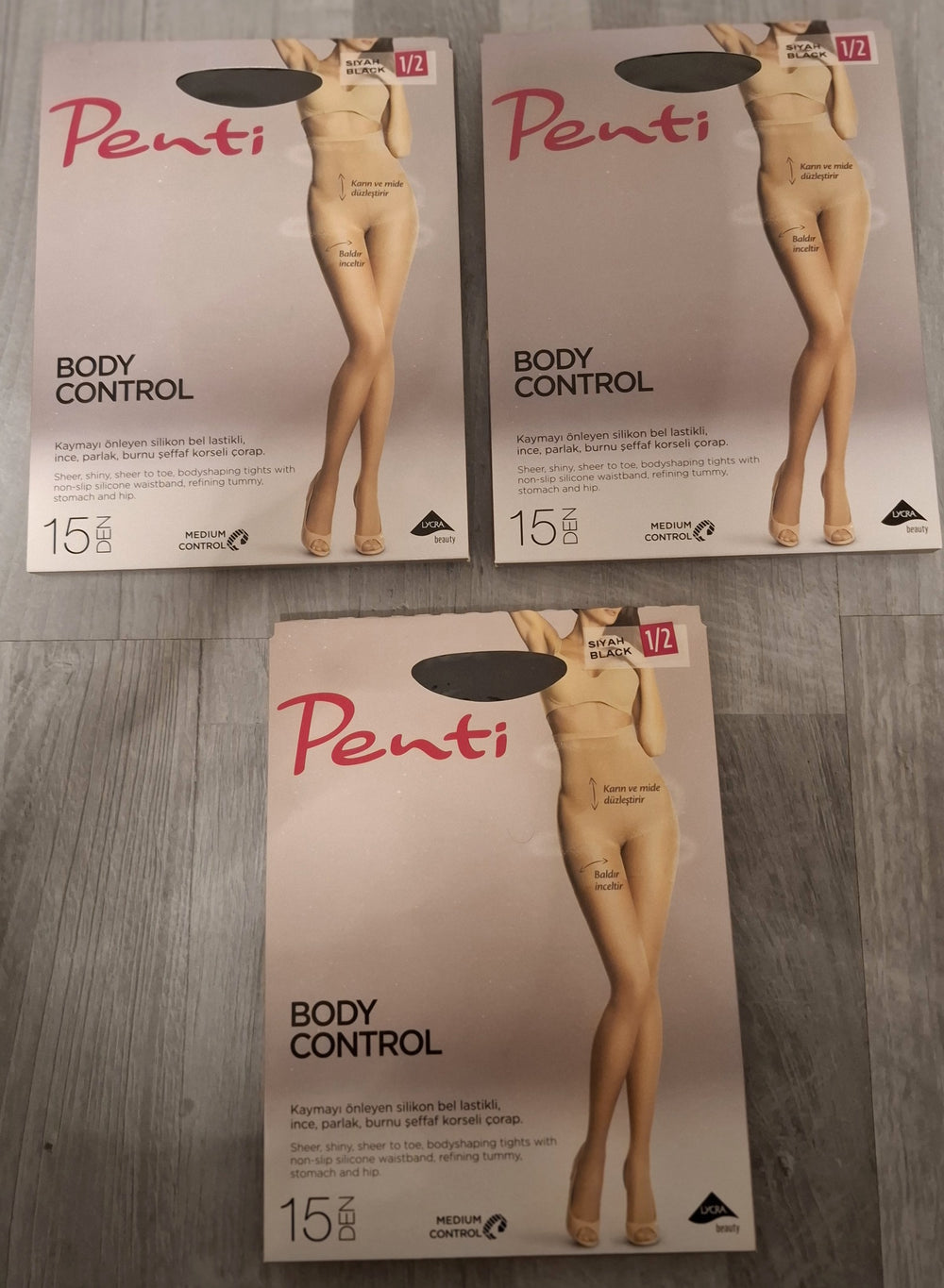 Penti Body Control Strumpfhose 15 DEN Schwarz – 3er-Set in Größe S-M (1/2)