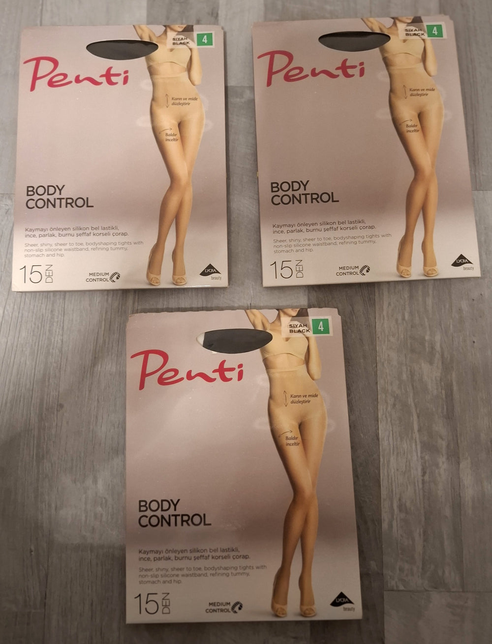 Penti Body Control Strumpfhose 15 DEN Schwarz – 3er-Set in Größe XL (4)