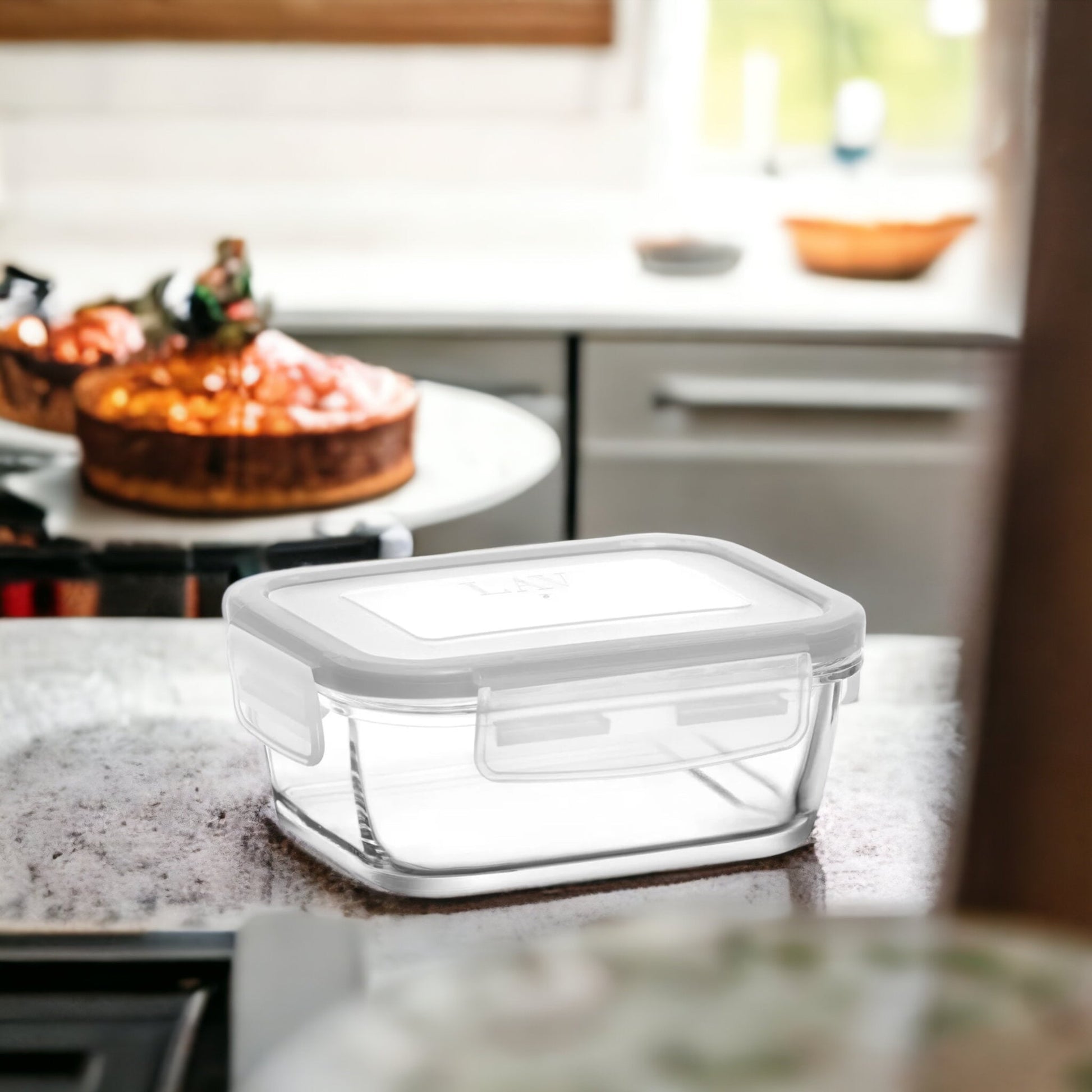 LAV Fresco Glasbehälter 400 ml mit Deckel platzsparend stapelbar für Küche
