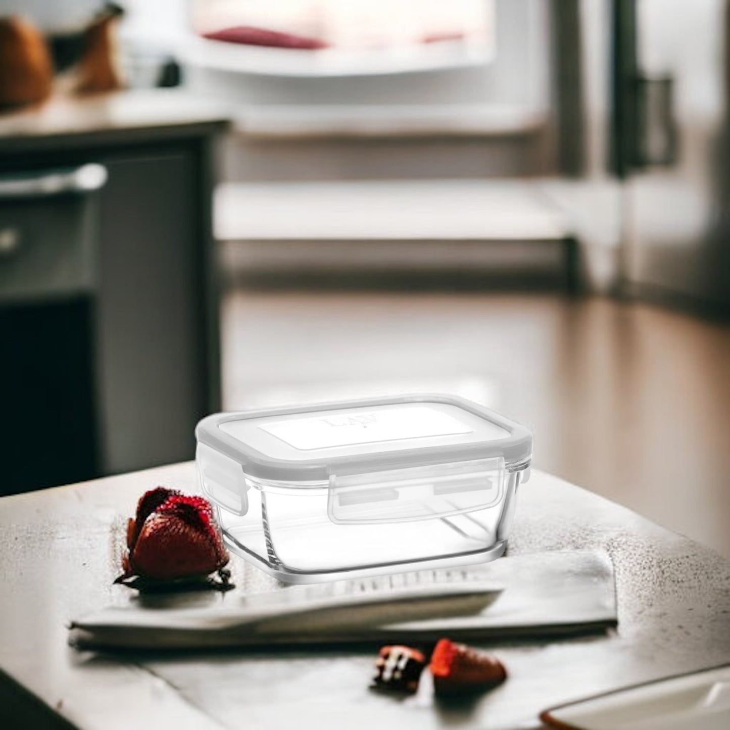 LAV Fresco Glasbehälter 400 ml mit Deckel für Reste Vorräte und Meal Prep