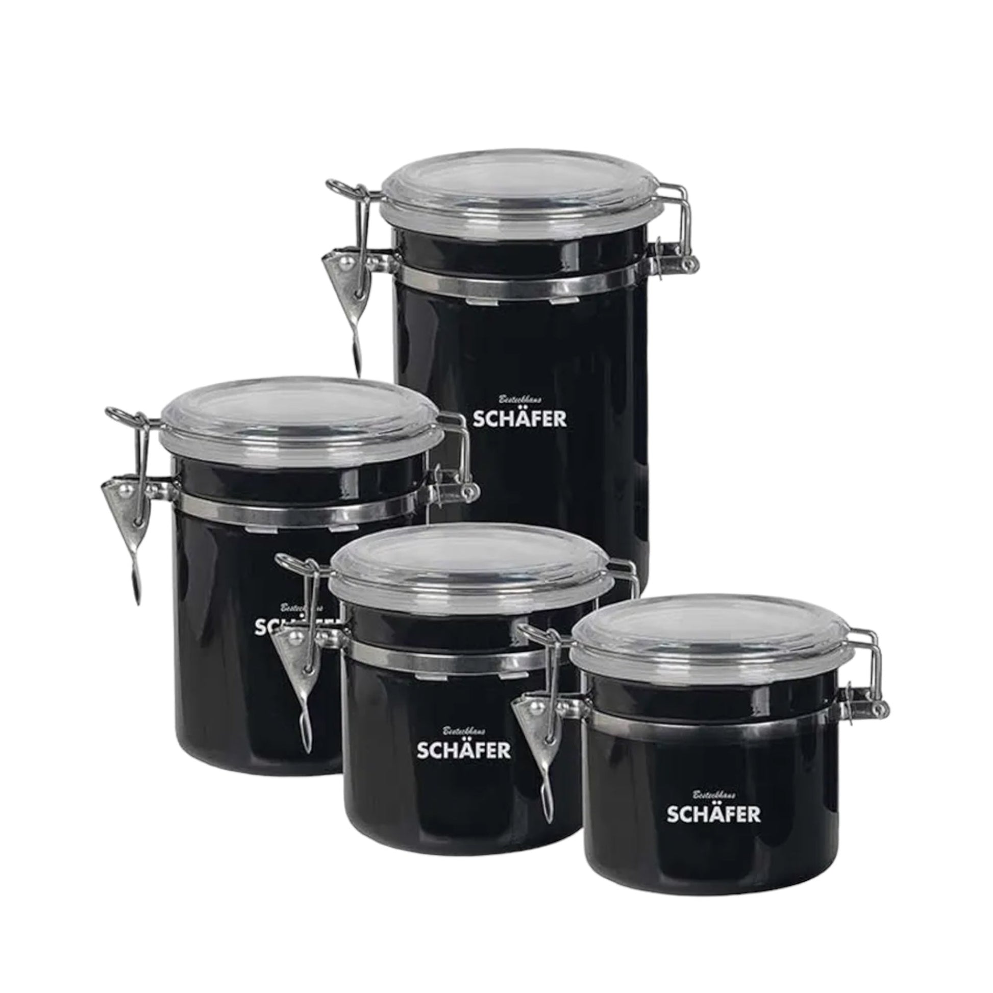 Schäfer Metallic Vorratsdosen Set Silber Rot Schwarz – 4 Größen für moderne Küche