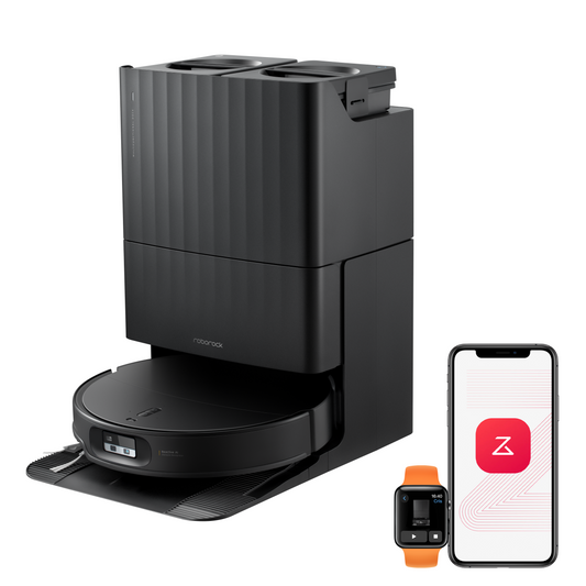 Roborock Qrevo Edge 2 schwarzer Saugroboter mit Absaugstation ultraflach 7,98 cm