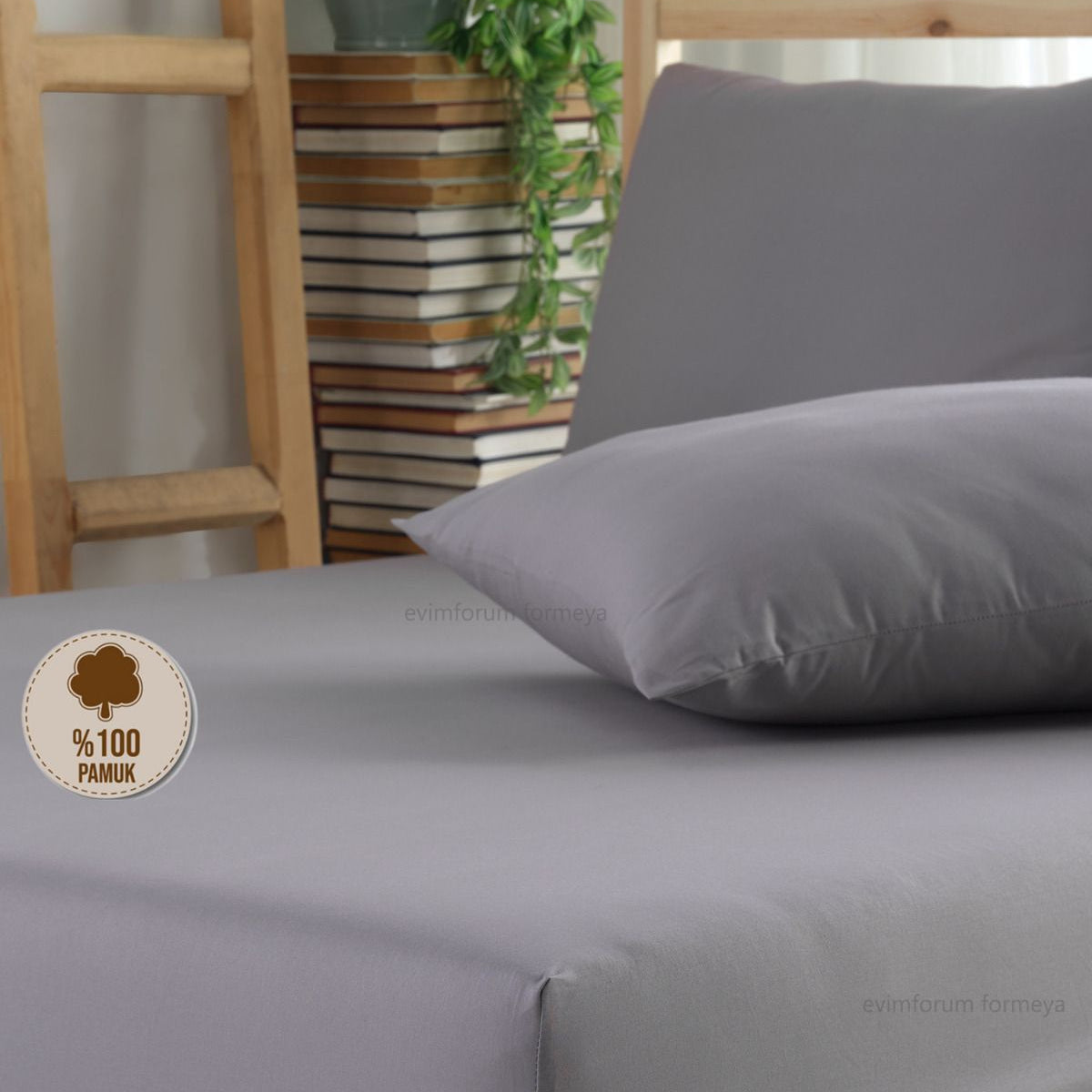 HELDENA Spannbettlaken Set Grau 180x200 cm Jersey Baumwolle mit Kissenbezügen