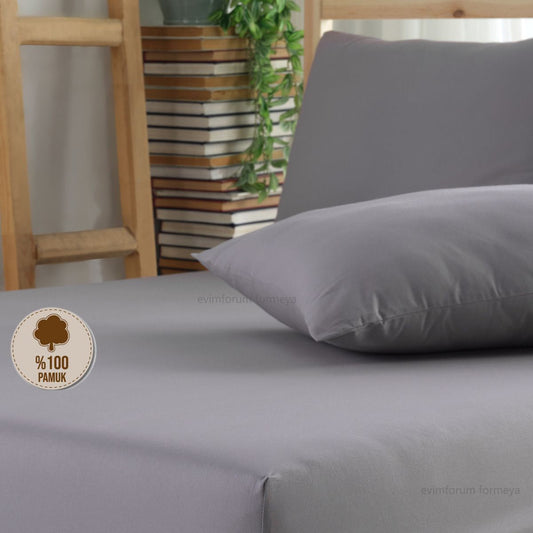 HELDENA Spannbettlaken Set Grau 180x200 cm Jersey Baumwolle mit Kissenbezügen