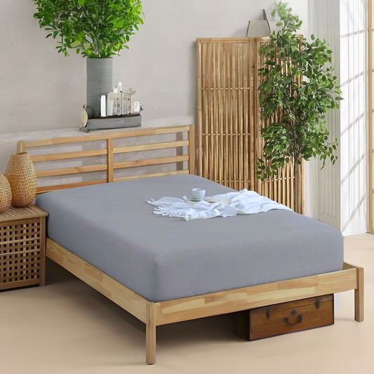 Graues Spannbettlaken Baumwolle elastisch Schlafzimmer modern