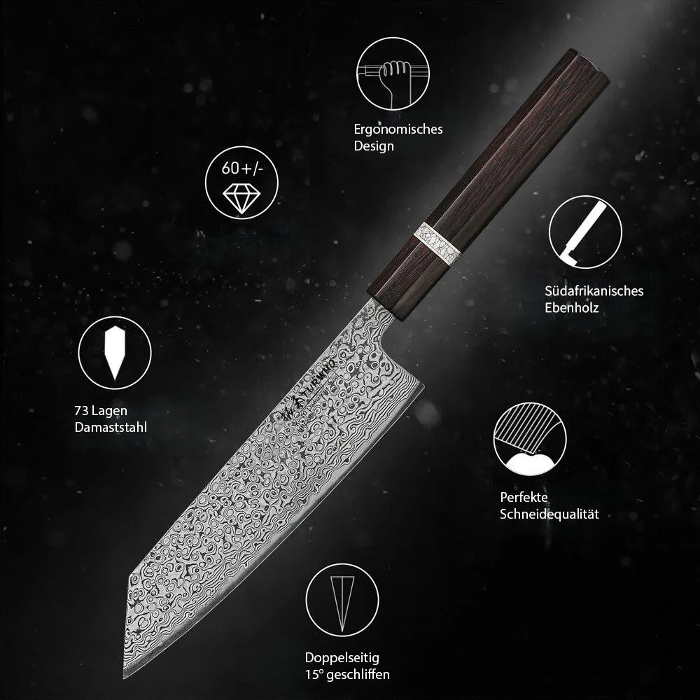 TURWHO Kiritsuke Messer mit strukturierter Stahlklinge
