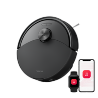 Roborock Q10 S5 schwarzer Saugroboter mit Ladestation Frontansicht