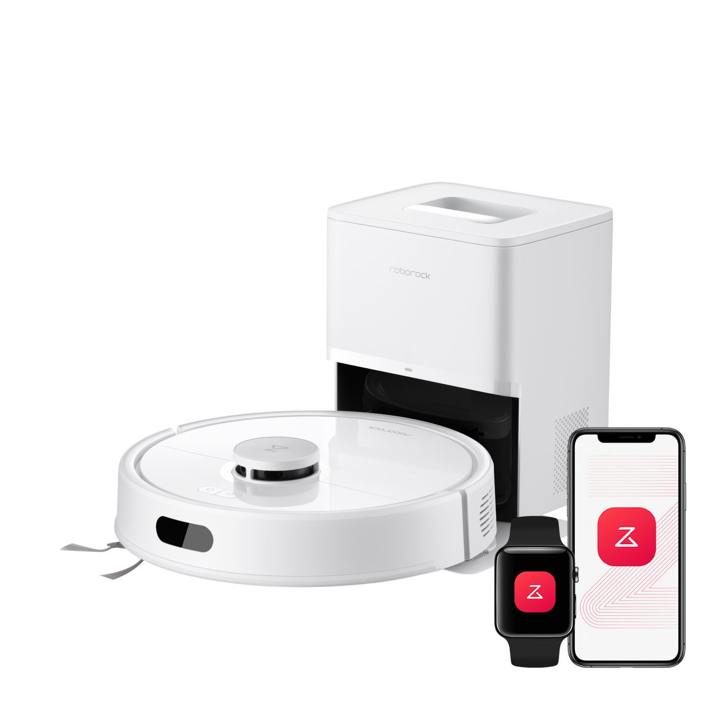 Roborock Q7 L5+ weißer Saugroboter mit RockDock Plus Absaugstation