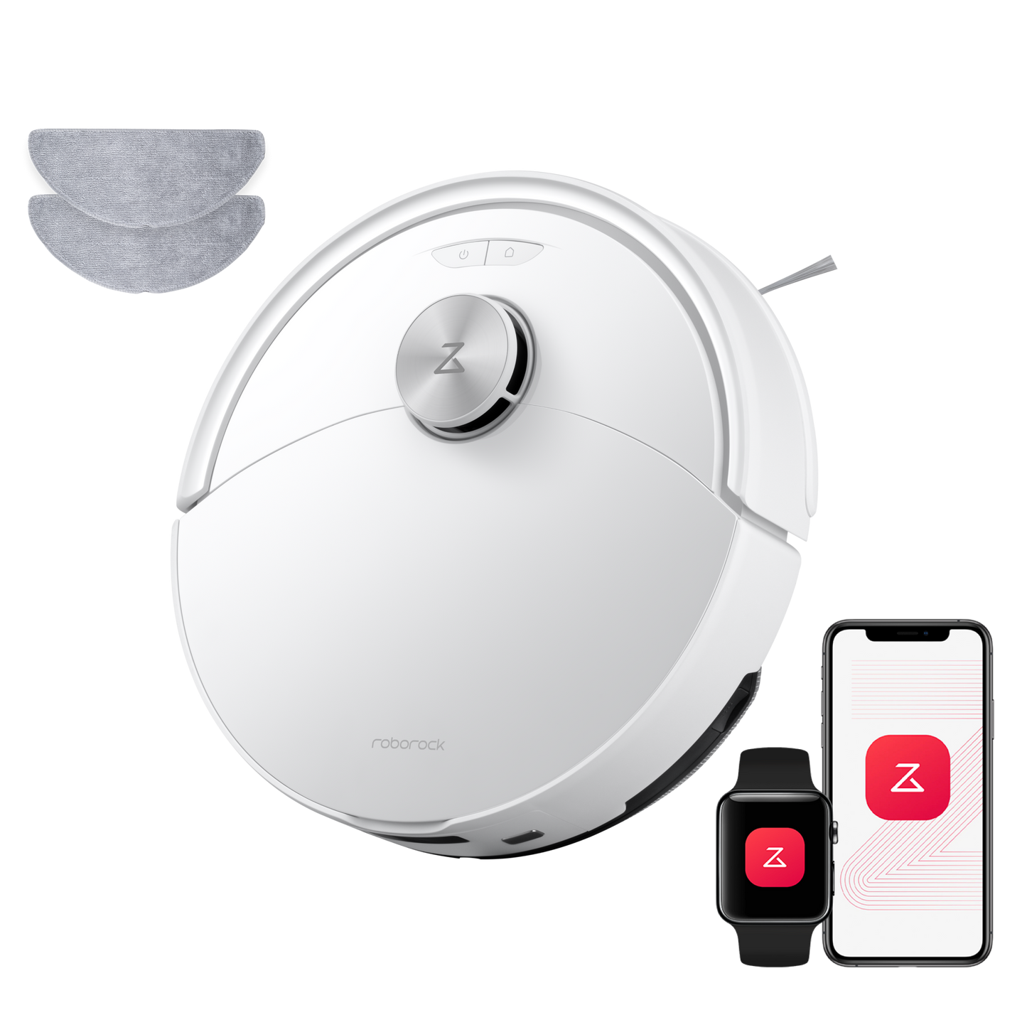 Roborock Q10 S5 Set weißer Saugroboter mit Ladestation und zusätzlichen Wischtüchern