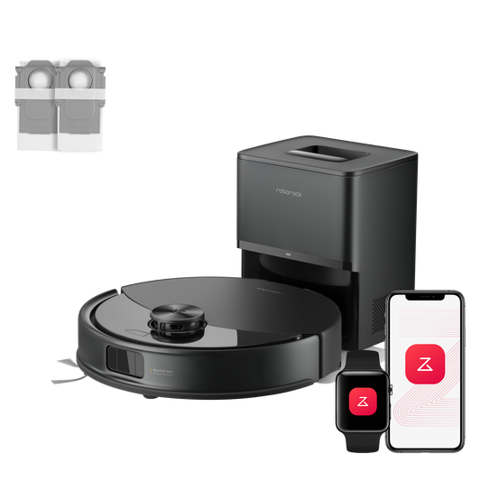 Roborock Q10 S5+ Set schwarzer Saugroboter mit RockDock Plus Station