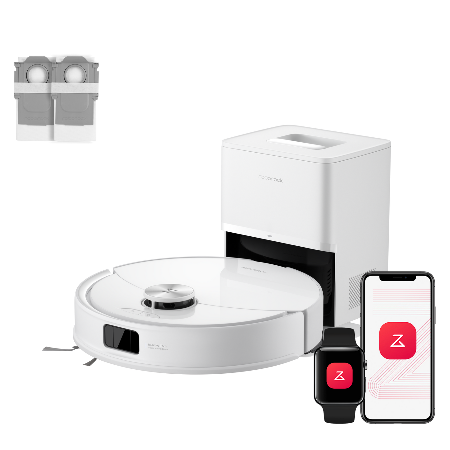 Roborock Q10 S5+ Set in Weiß mit RockDock Plus Absaugstation im modernen Zuhause