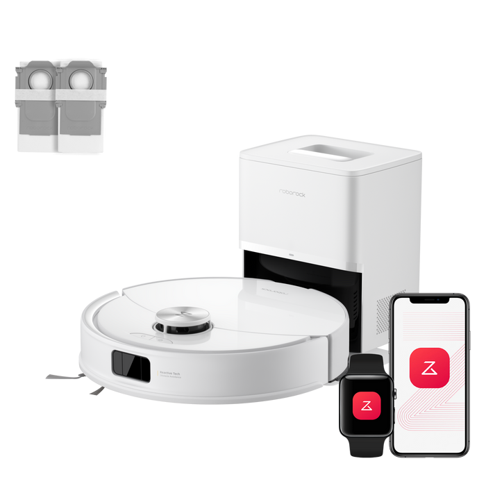 Roborock Q10 S5+ Set in Weiß mit RockDock Plus Absaugstation im modernen Zuhause