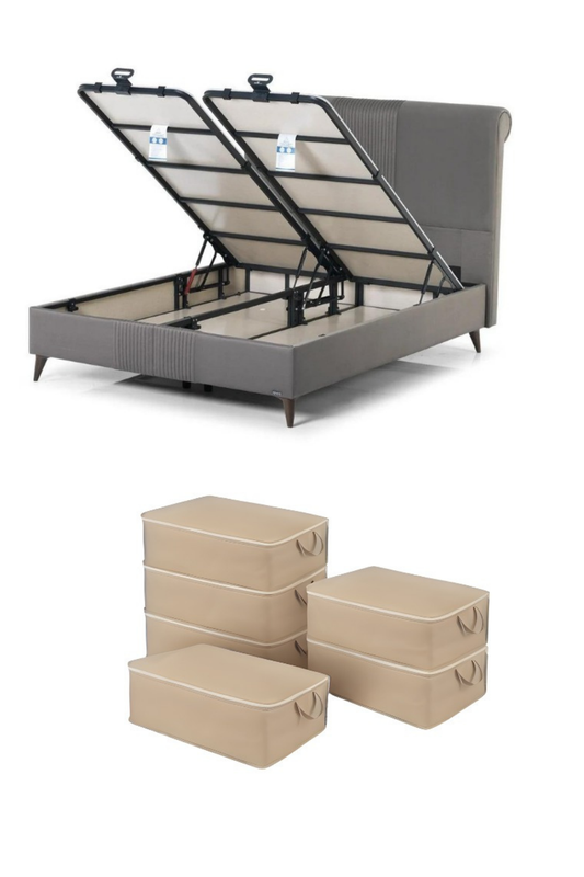 HELDENA Unterbett Aufbewahrungstasche Braun 64x45x22 cm 6er Set