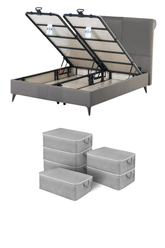 HELDENA Unterbett Aufbewahrungstasche Grau 64x45x22 cm 6er Set