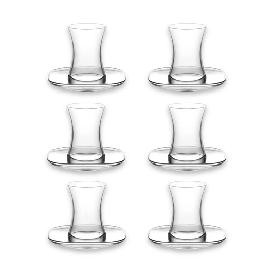 LAV Zen Teeglas-Set 12-tlg. mit Untertassen für türkischen Tee transparent