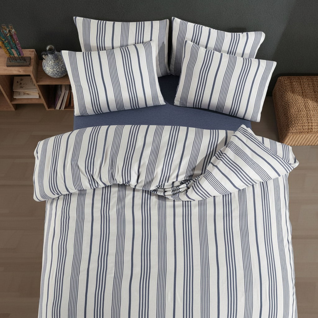 HELDENA Bettwäsche Set Blau – 100% Baumwolle Ranforce mit Spannbettlaken