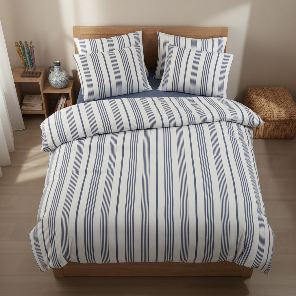 HELDENA Bettwäsche Set Blau – 100% Baumwolle Ranforce mit Spannbettlaken