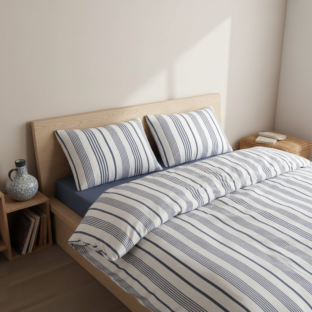 HELDENA Bettwäsche Set Blau – 100% Baumwolle Ranforce mit Spannbettlaken
