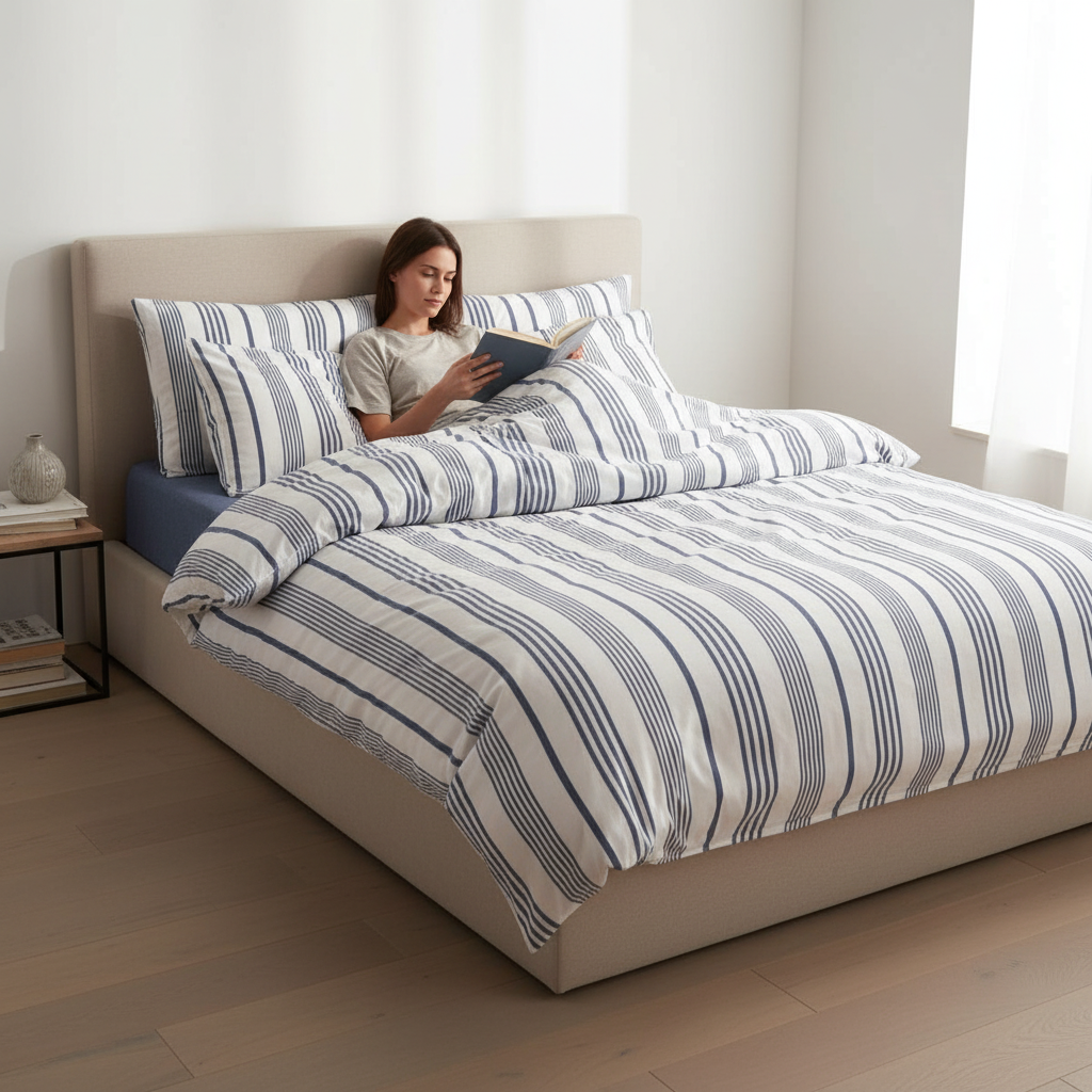 HELDENA Bettwäsche Set Blau – 100% Baumwolle Ranforce mit Spannbettlaken