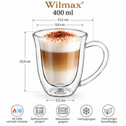 Wilmax Doppelwandiger Becher 400 ml 2er-Set Transparent – Anwendungs- oder Detailansicht; Lieferumfang: 2 Stück