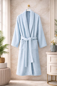 HELDENA Premium Bademantel Eisblau aus 100% Baumwolle weich und saugfähig