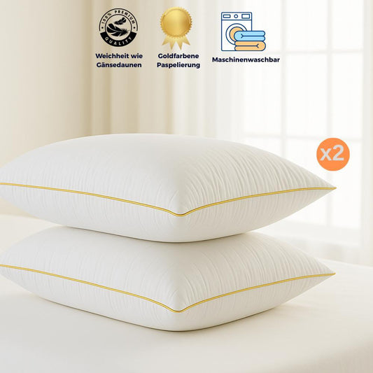 HELDENA Nano-Gel Kissen 2er-Set – 50×70 cm mit Paspelierung