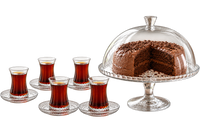 HELDENA Teeservice mit Tortenplatte 13-tlg. – 6×170 ml + Ø 32,2 cm