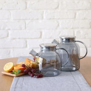 Wilmax Teekanne 950 ml mit Federfilter und mit Edelstahldeckel Grau Thermoglas – Anwendungs- oder Detailansicht; Lieferumfang: 1 Stück