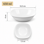 Wilmax Schale 650 ml 16,5 × 16,5 cm 6er-Set Weiß Porzellan – Anwendungs- oder Detailansicht; Lieferumfang: 6 Stück