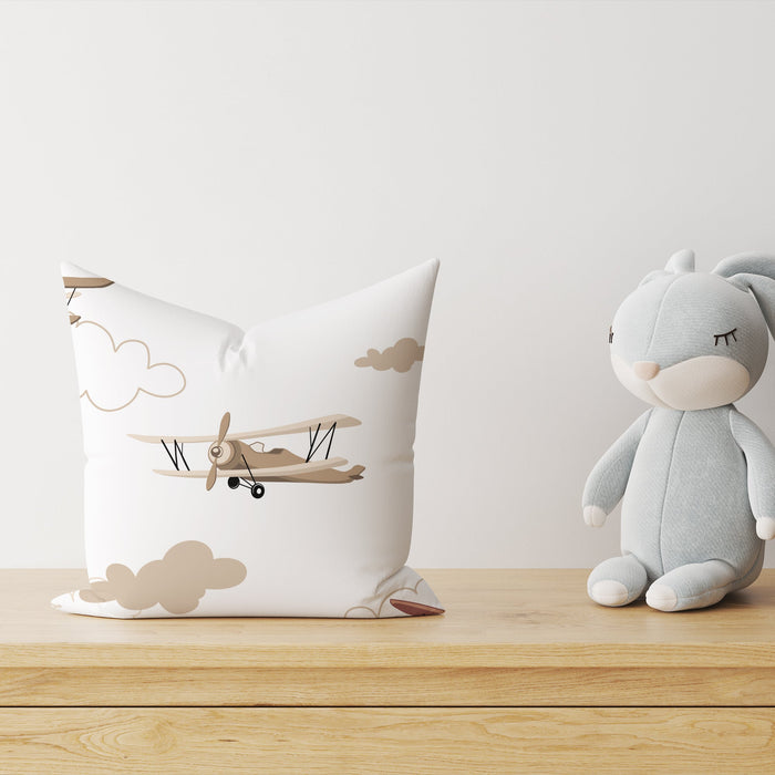LESLIS Kinder Dekokissen „Flugzeuge und Wolken“ – 40 × 40 cm