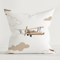 LESLIS Kinder Dekokissen „Flugzeuge und Wolken“ – 40 × 40 cm