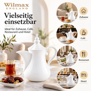 Wilmax Arabische Kaffee- und Teekanne mit Ausgusssieb 1000 ml Weiß Porzellan – Anwendungs- oder Detailansicht; Lieferumfang: 1 Stück