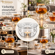 Wilmax Stövchen für Teekannen Transparent Glas – Anwendungs- oder Detailansicht; Lieferumfang: 1 Stück